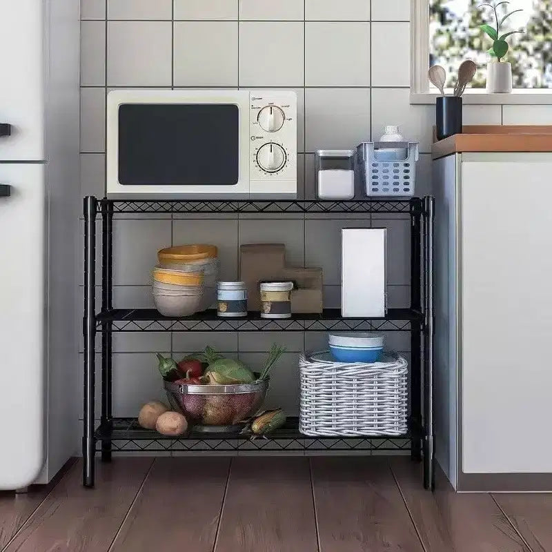 3 - Étagère métallique réglable Étagère de rangement en fil métallique Unité d'étagères Affichage Rangement Bureau Cuisine Chambre Salle de bain Buanderie