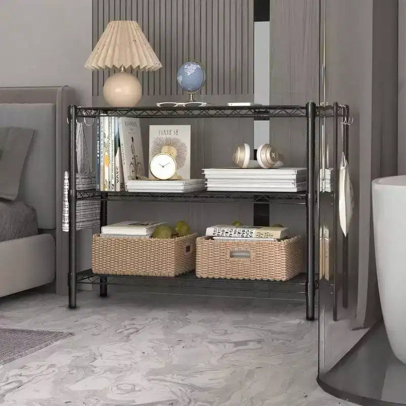 3 - Étagère métallique réglable Étagère de rangement en fil métallique Unité d'étagères Affichage Rangement Bureau Cuisine Chambre Salle de bain Buanderie