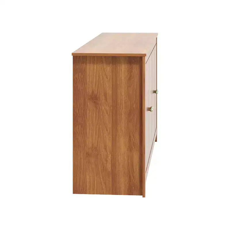 Bahut de rangement à 4 portes Chevron en Noyer Ambre, étagères réglables, 58,4"L x 15,7"P x 30"H