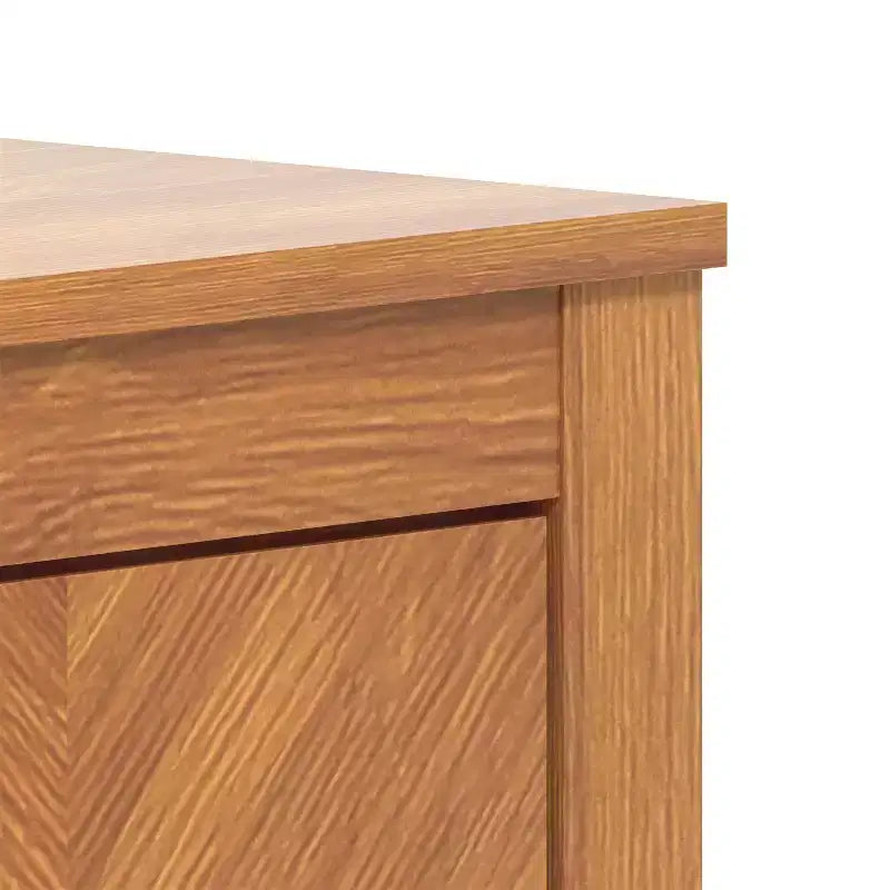 Bahut de rangement à 4 portes Chevron en Noyer Ambre, étagères réglables, 58,4"L x 15,7"P x 30"H