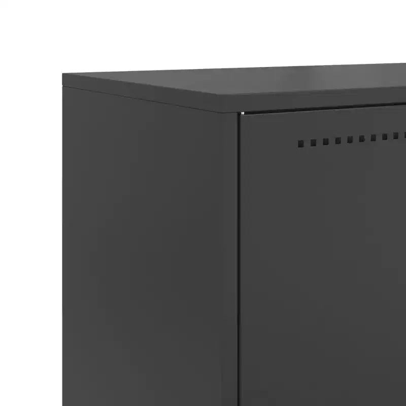 Buffet haut en acier industriel avec 2 portes battantes, finition laquée noire mate