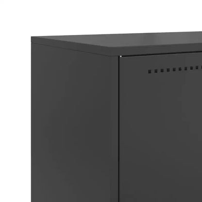 Buffet haut en acier industriel avec 2 portes battantes, finition laquée noire mate