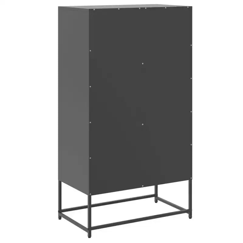 Buffet haut en acier industriel avec 2 portes battantes, finition laquée noire mate