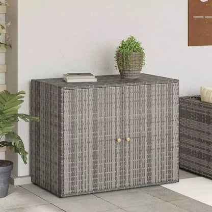 Armoire de rangement d'extérieur avec double portes, en poly rotin, 56 cm l x 99 cm H, noir et gris
