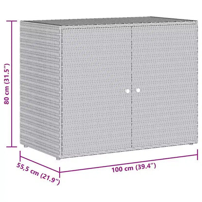 Armoire de rangement d'extérieur avec double portes, en poly rotin, 56 cm l x 99 cm H, noir et gris