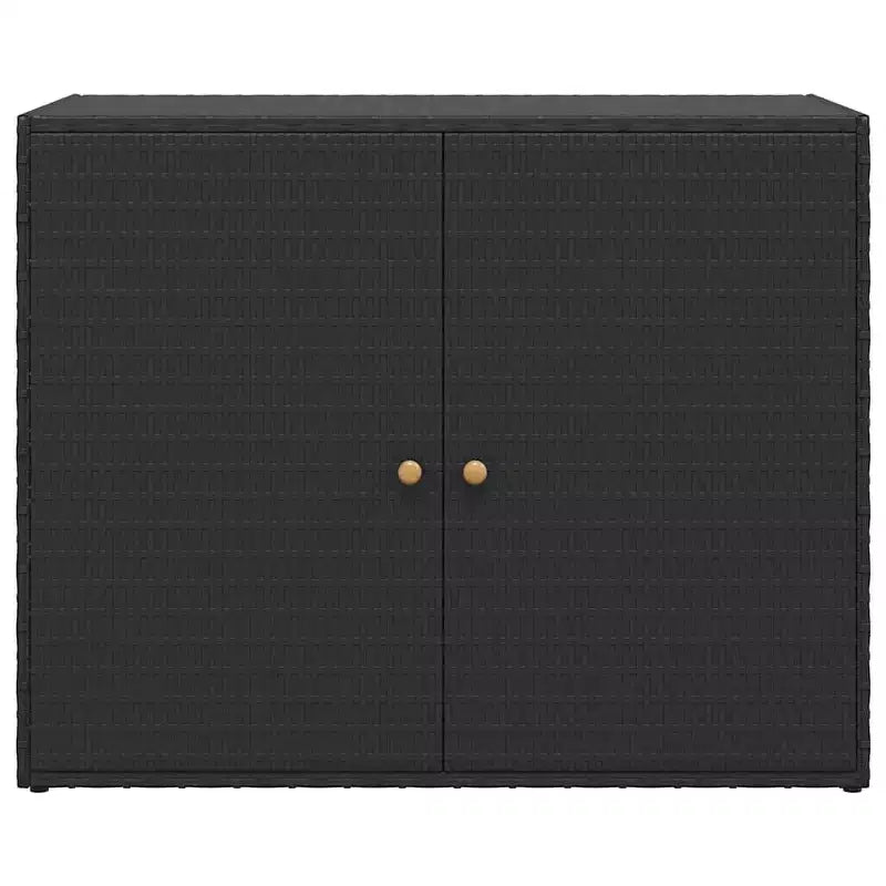 Armoire de rangement d'extérieur avec double portes, en poly rotin, 56 cm l x 99 cm H, noir et gris