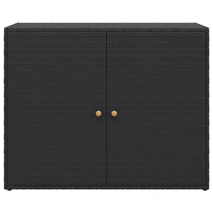 Armoire de rangement d'extérieur avec double portes, en poly rotin, 56 cm l x 99 cm H, noir et gris