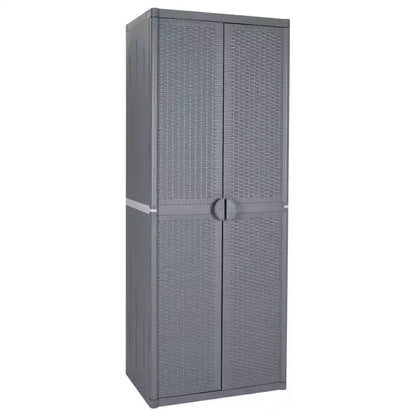 Armoire de rangement de jardin d'extérieur avec 4 étagères réglables, finition aspect bois PP, noir