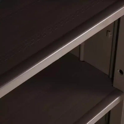 Armoire de rangement de jardin d'extérieur avec 4 étagères réglables, finition aspect bois PP, noir