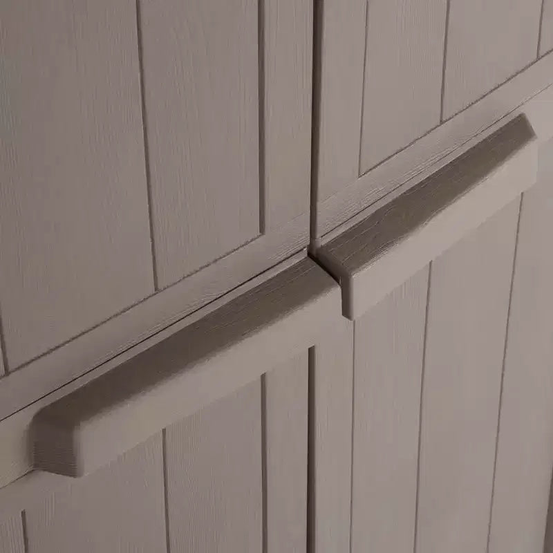 Armoire de rangement de jardin d'extérieur avec 4 étagères réglables, finition aspect bois PP, noir