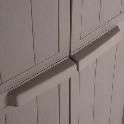 Armoire de rangement de jardin d'extérieur avec 4 étagères réglables, finition aspect bois PP, noir
