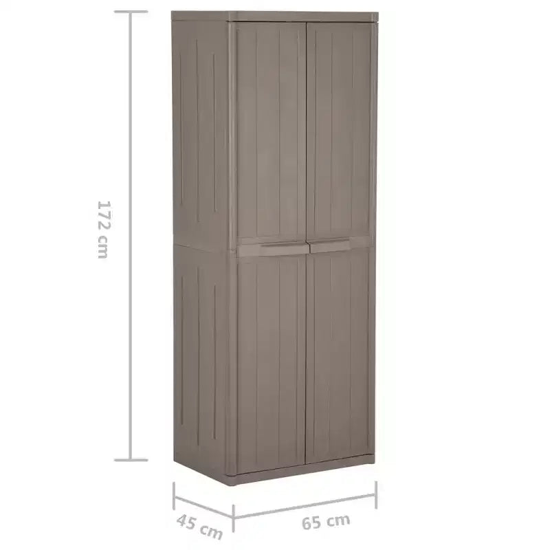 Armoire de rangement de jardin d'extérieur avec 4 étagères réglables, finition aspect bois PP, noir