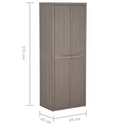 Armoire de rangement de jardin d'extérieur avec 4 étagères réglables, finition aspect bois PP, noir