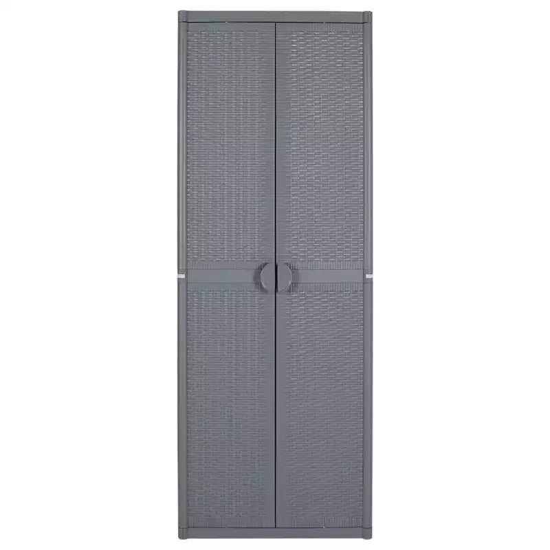 Armoire de rangement de jardin d'extérieur avec 4 étagères réglables, finition aspect bois PP, noir