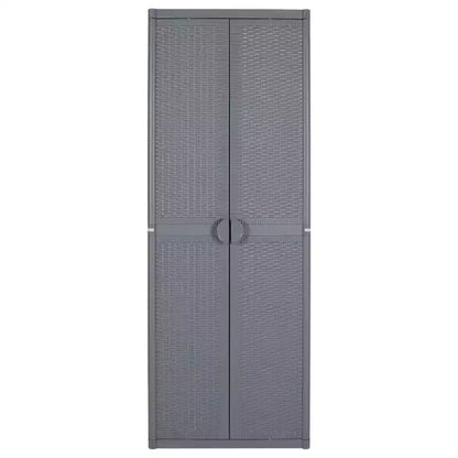 Armoire de rangement de jardin d'extérieur avec 4 étagères réglables, finition aspect bois PP, noir