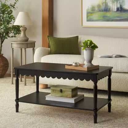 Table basse rectangulaire contemporaine avec cadre en pin et MDF, finition peinte, utilisation intérieure