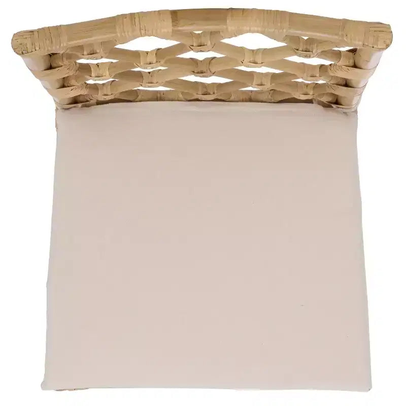 Chaise de salle à manger en rotin avec coussin crème amovible, finition naturelle, sans accoudoirs — Paquet de 2