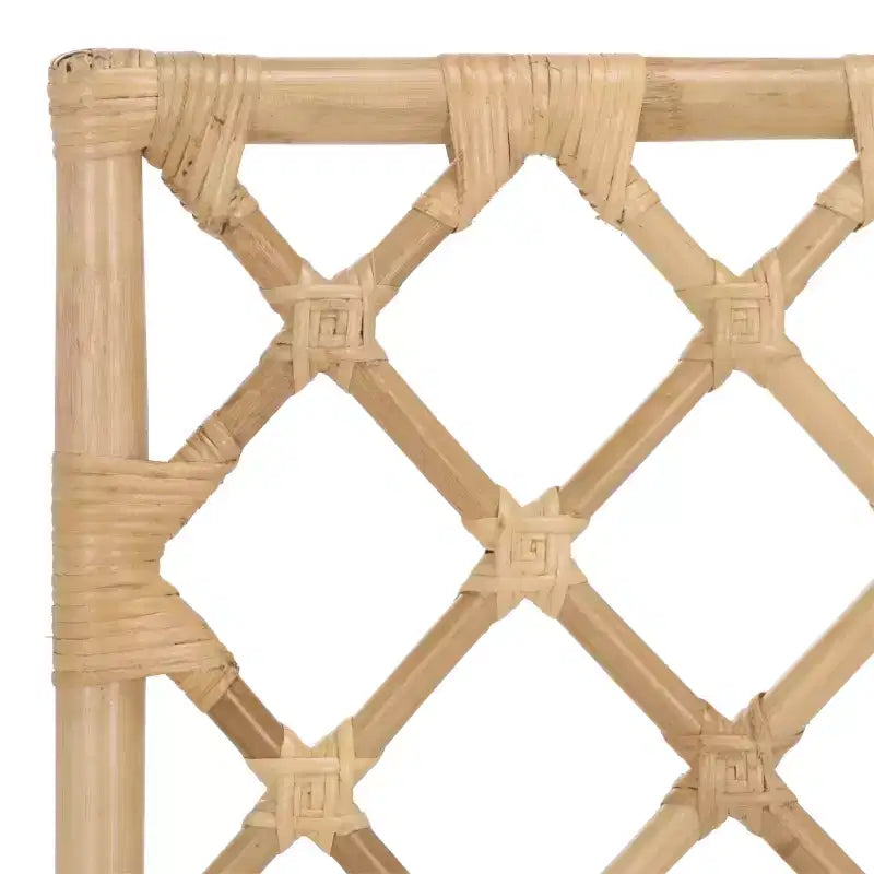 Chaise de salle à manger en rotin avec coussin crème amovible, finition naturelle, sans accoudoirs — Paquet de 2
