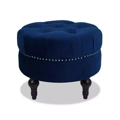 Jennifer Taylor Home Dawn Tufted Round Ottoman Nailhead Accents