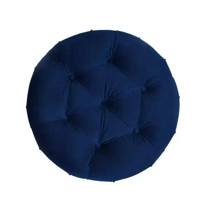 Pouf rond capitonné avec clous décoratifs, revêtement en velours, cadre en bois massif