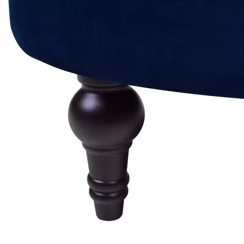 Pouf rond capitonné avec clous décoratifs, revêtement en velours, cadre en bois massif