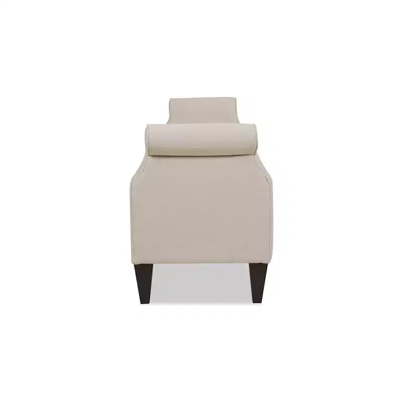 Banc de rangement capitonné à accoudoirs arrondis avec coffre de rangement caché, revêtement en velours, cadre en bois massif