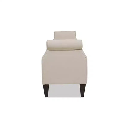 Banc de rangement capitonné à accoudoirs arrondis avec coffre de rangement caché, revêtement en velours, cadre en bois massif