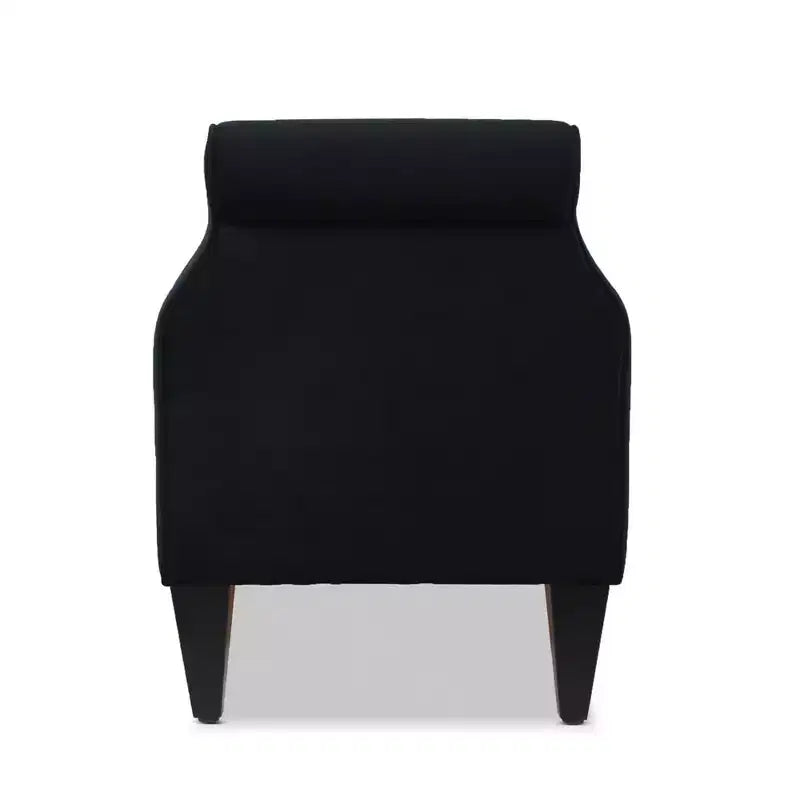 Banc de rangement capitonné à accoudoirs arrondis avec coffre de rangement caché, revêtement en velours, cadre en bois massif