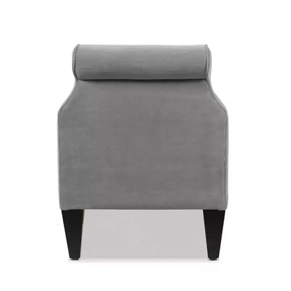 Banc de rangement capitonné à accoudoirs arrondis avec coffre de rangement caché, revêtement en velours, cadre en bois massif
