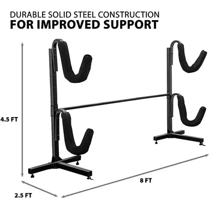 Support de rangement autoportant pour 2 kayaks avec bras réglables, utilisation intérieure et extérieure